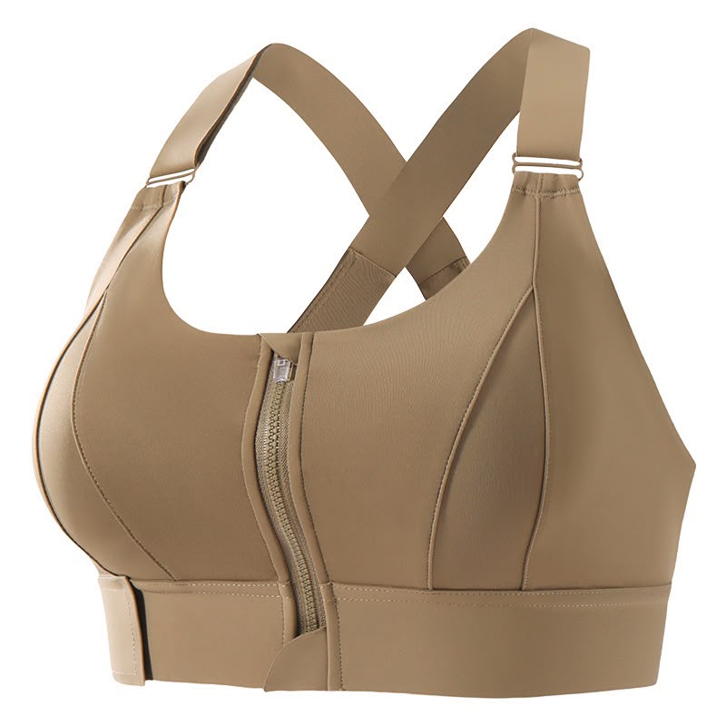 Front Closure High-Impact Imported Zipper Sports Bra