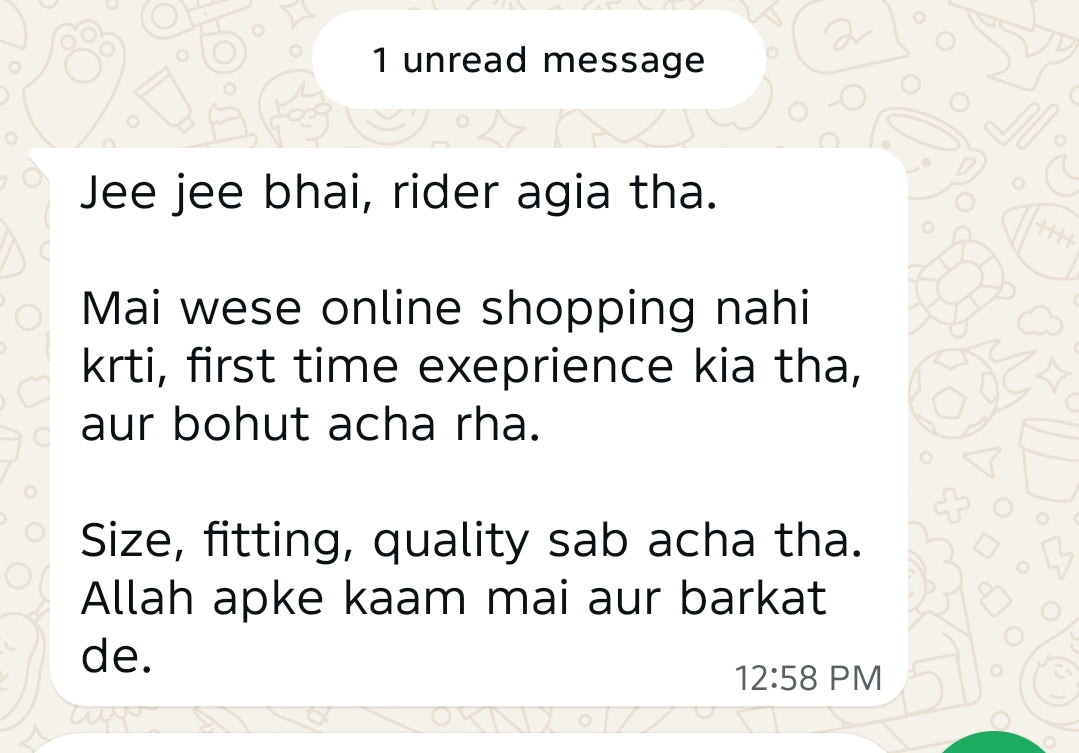 Customer review on WhatsApp
