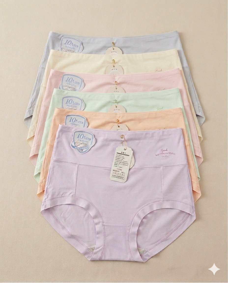 Pack of 6-High Waist Soft Stretch Imported Panties