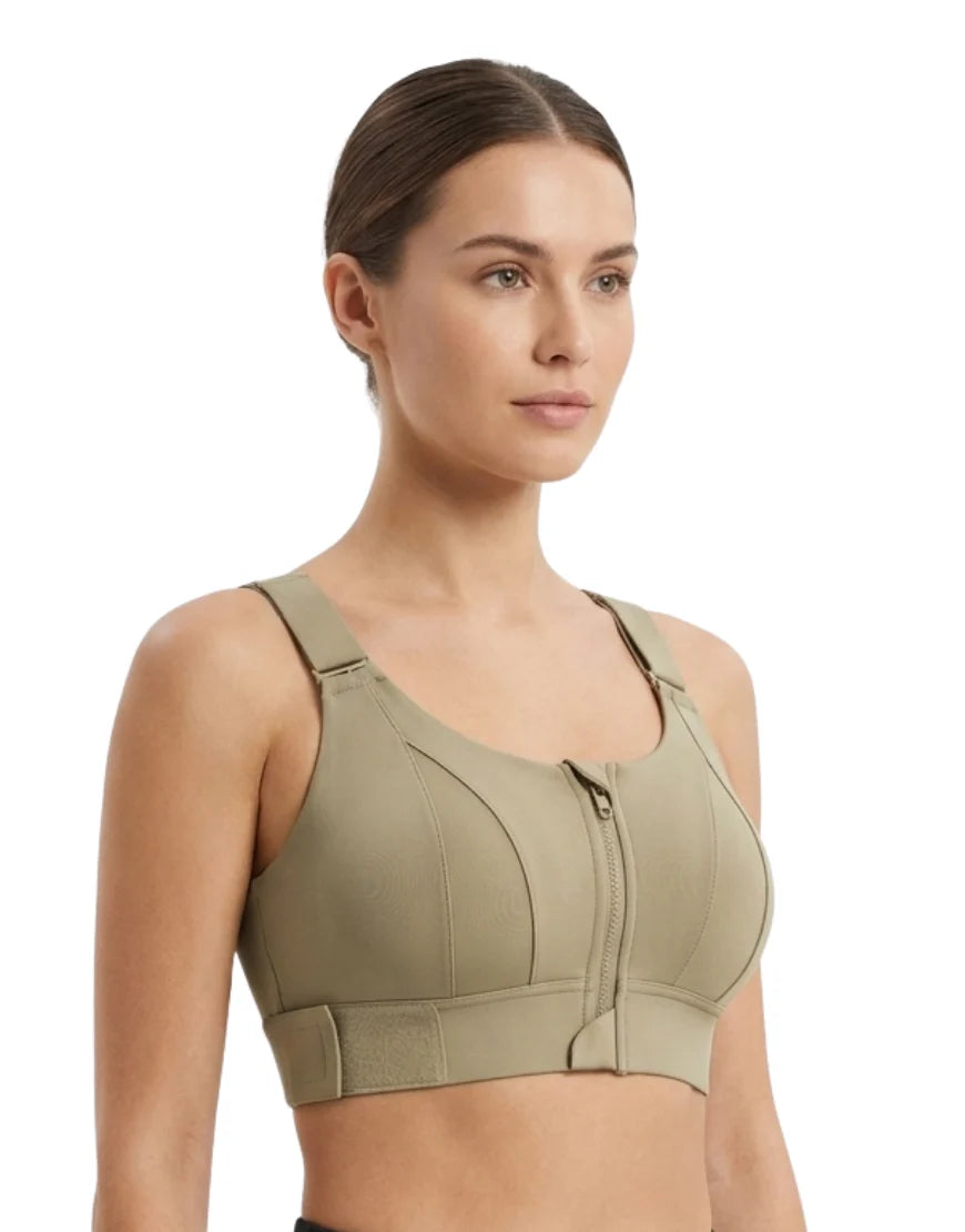 Front Closure High-Impact Imported Zipper Sports Bra