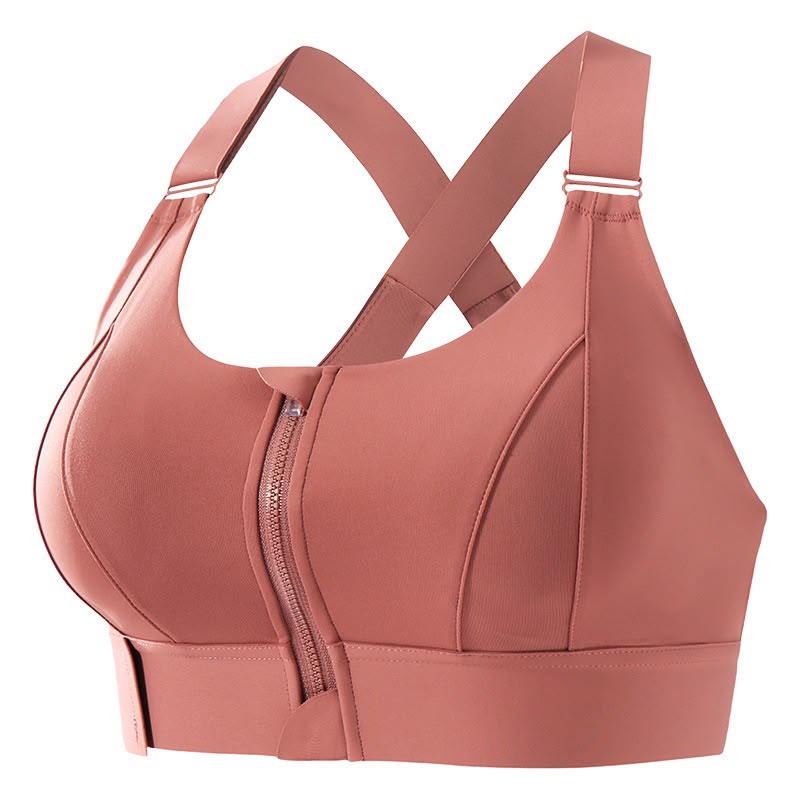 Front Closure High-Impact Imported Zipper Sports Bra