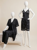 Black Luxe Jersey Silk 4 Piece Nighty Set - Free Size