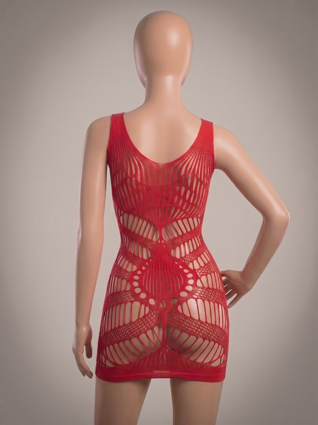Red Imported Hollow Out Mesh Body Stocking - Free Size