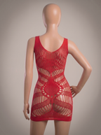 Red Imported Hollow Out Mesh Body Stocking - Free Size