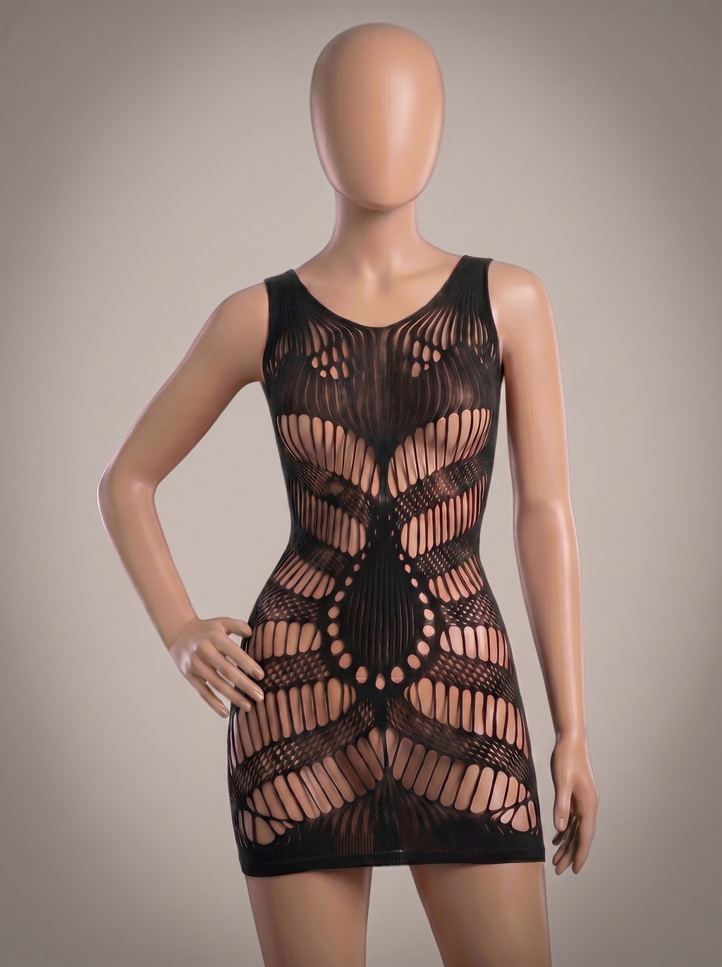 Black Imported Hollow Out Mesh Body Stocking - Free Size