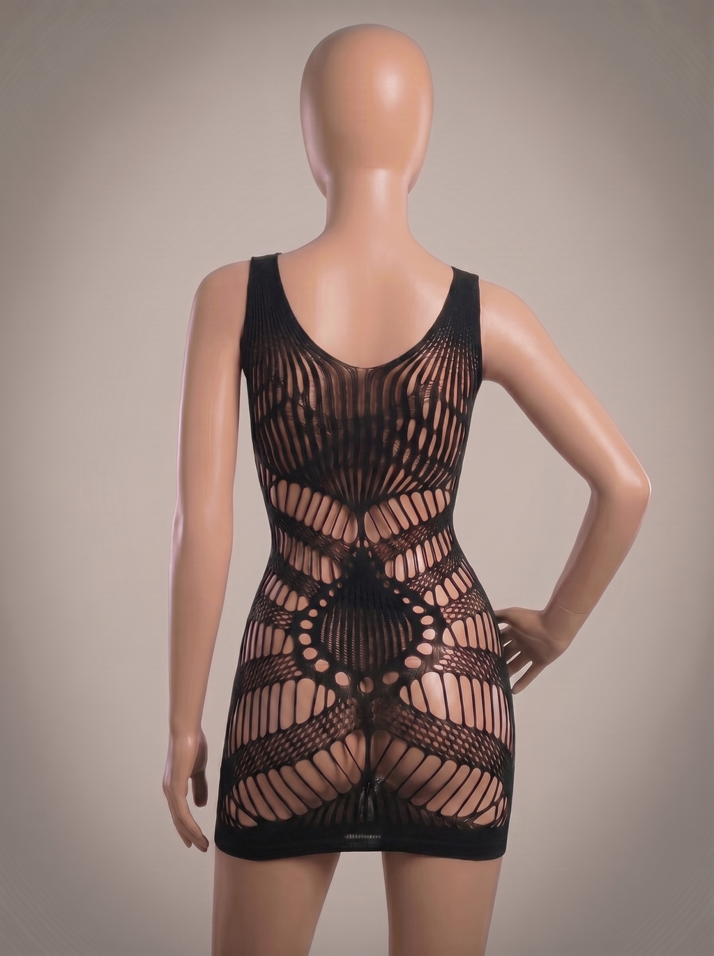 Black Imported Hollow Out Mesh Body Stocking - Free Size