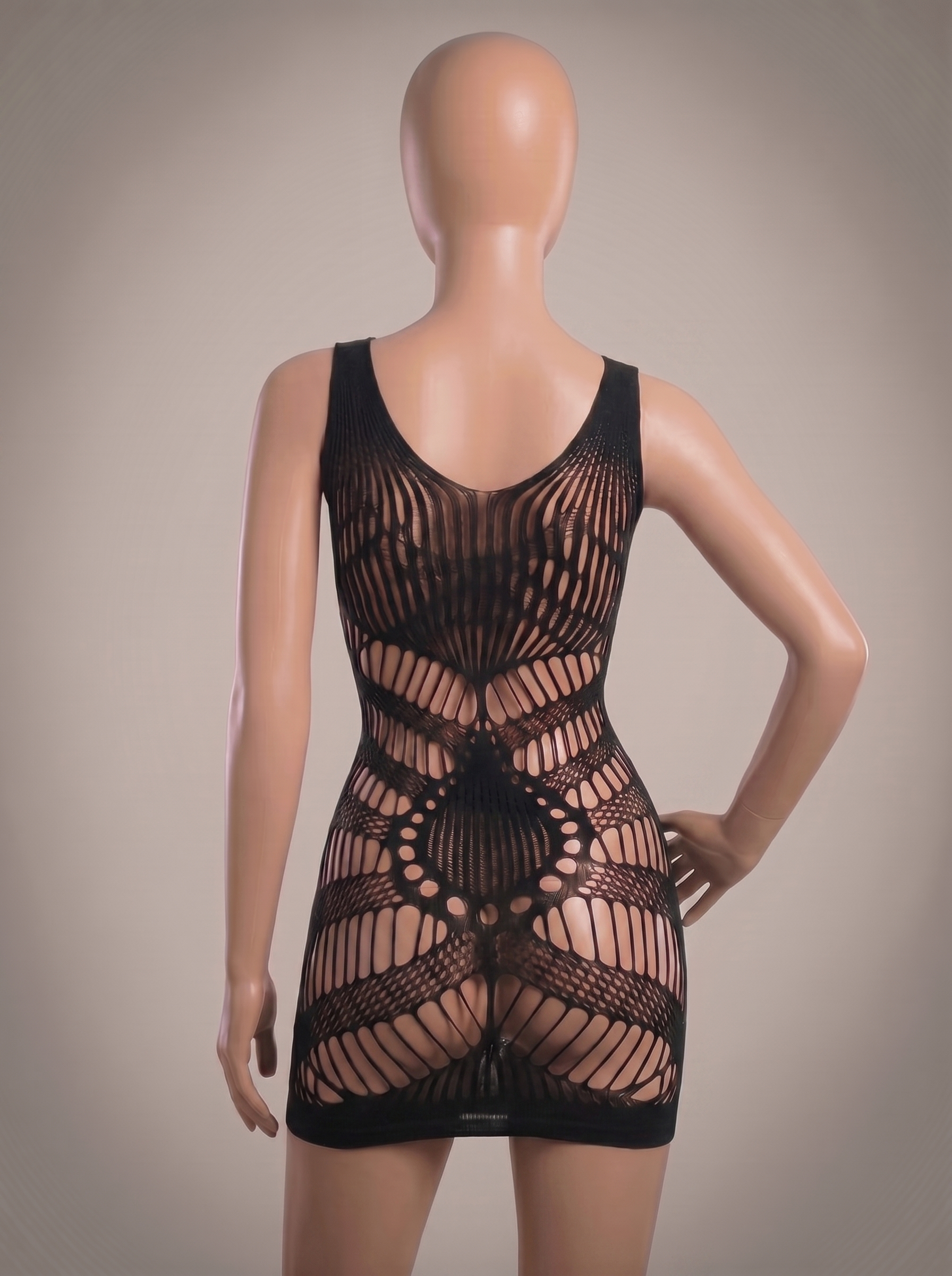 Black Imported Hollow Out Mesh Body Stocking - Free Size