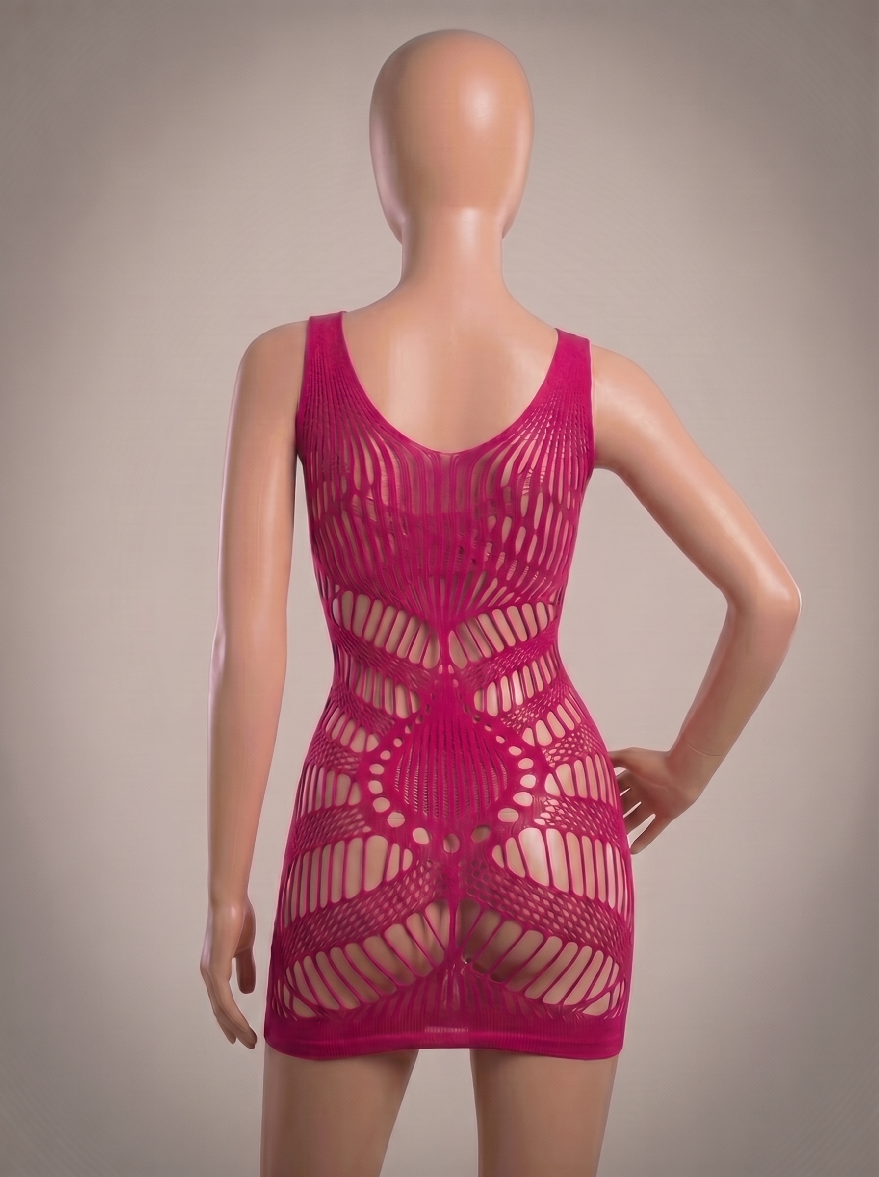 Pink Imported Hollow Out Mesh Body Stocking - Free Size
