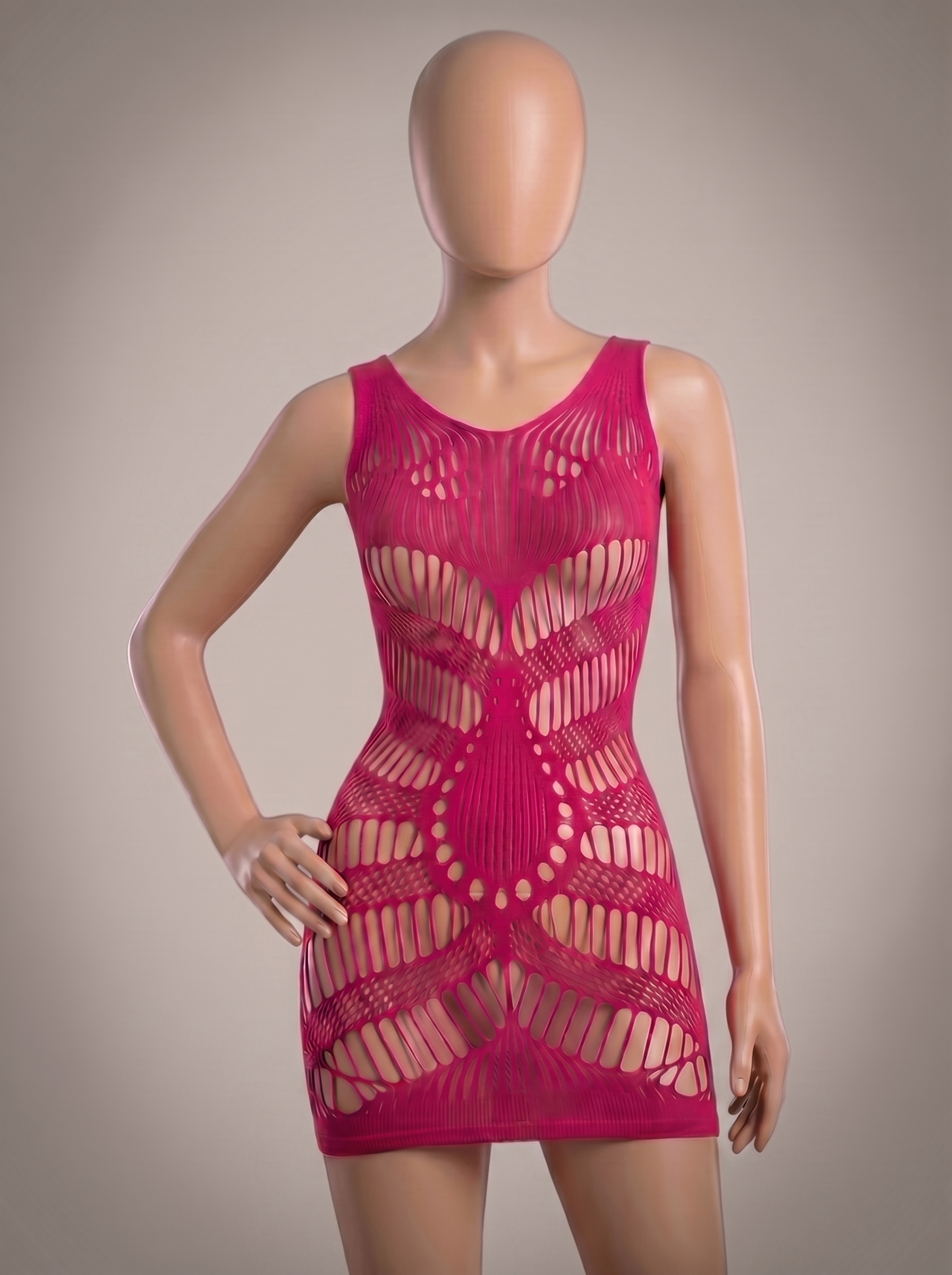 Pink Imported Hollow Out Mesh Body Stocking - Free Size