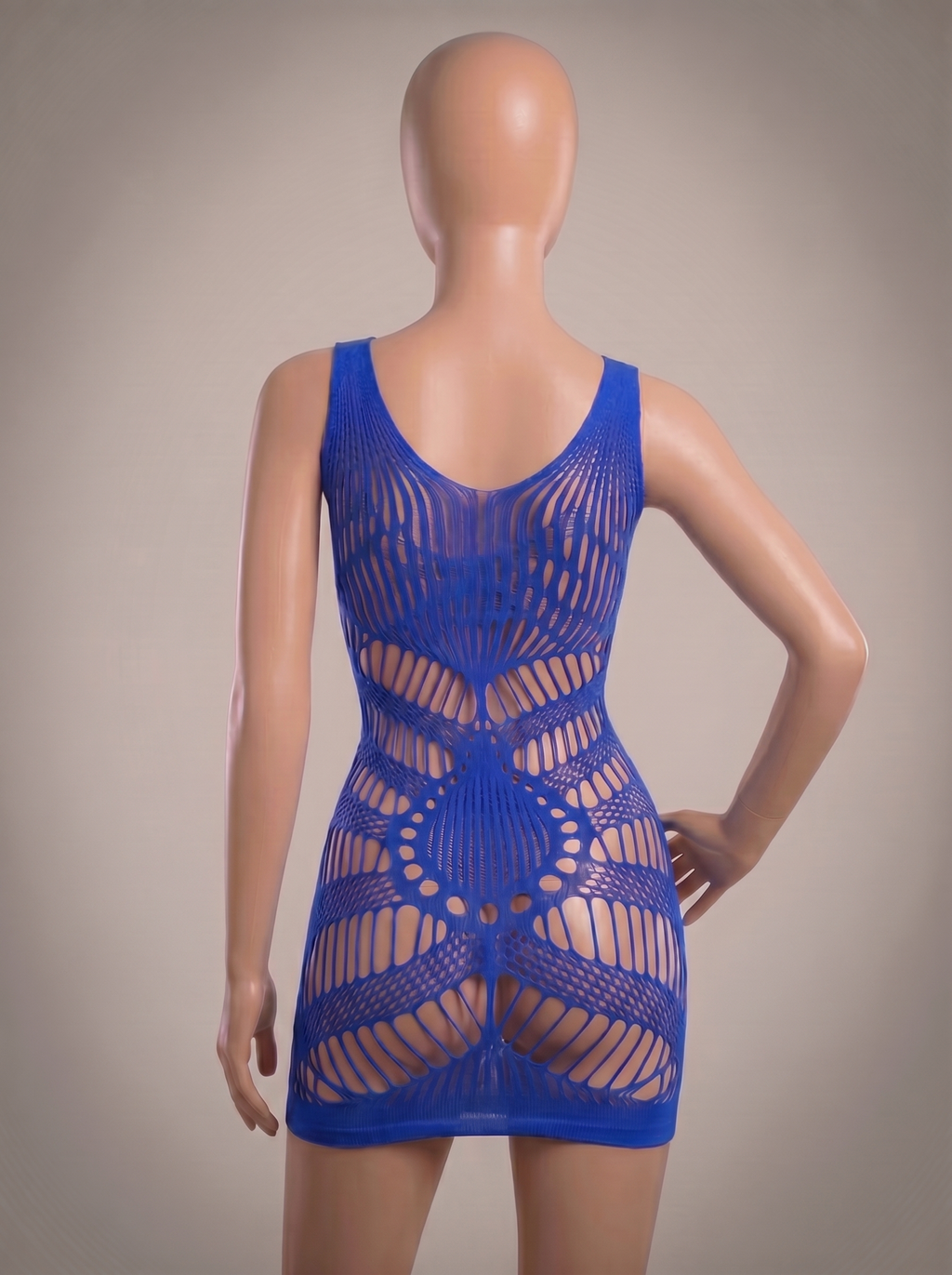 Blue Imported Hollow Out Mesh Body Stocking - Free Size