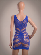 Blue Imported Hollow Out Mesh Body Stocking - Free Size
